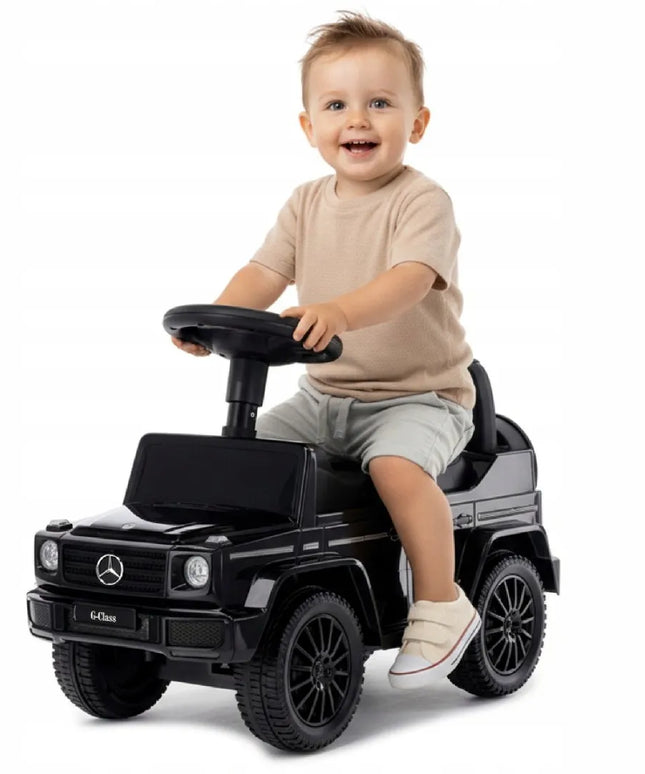 Vaikiškas paspirtukas stumdukas Mercedes Benz G su garsais ir daiktadėže