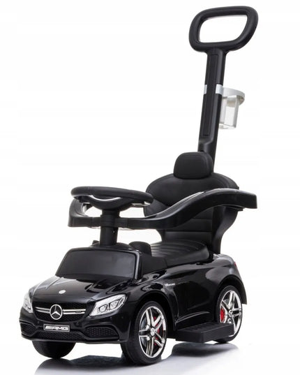 Vaikiškas paspirtukas-stumdukas „Mercedes C-Class“ su valdymo rankena ir pakojomis