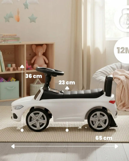 Vaikiškas paspiriamas automobilis-vaikštynė Mercedes C-Class su garsais ir daiktadėže SUN BABY