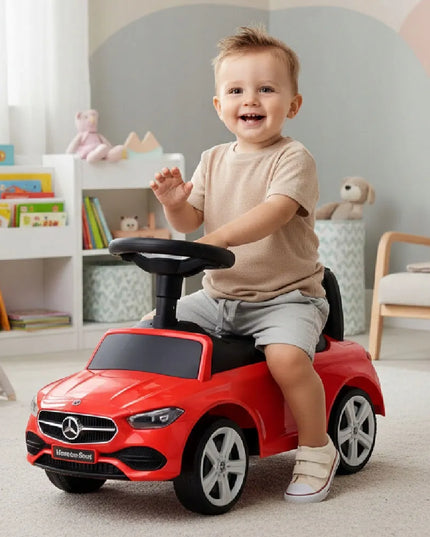 Sun Baby paspirtukas stumdukas vaikščiojimo mašinėlė Mercedes C-Class su daiktadėže ir garsais