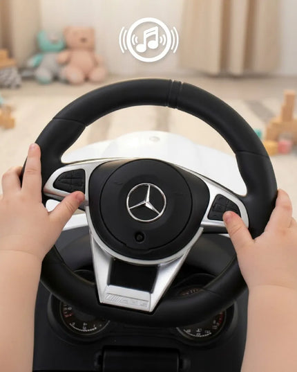 Vaikiškas paspiriamas automobilis-vaikštynė Mercedes C-Class su garsais ir daiktadėže SUN BABY