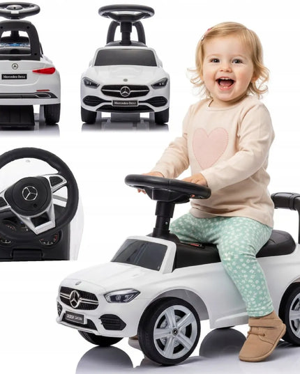 Vaikiškas paspiriamas automobilis-vaikštynė Mercedes C-Class su garsais ir daiktadėže SUN BABY