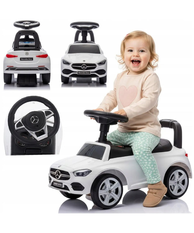 Vaikiškas paspiriamas automobilis-vaikštynė Mercedes C-Class su garsais ir daiktadėže SUN BABY