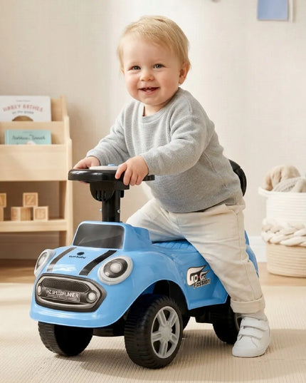 Sun Baby pasyvinis automobilis berniukams GO GO su atlošu ir garsais, mėlynas