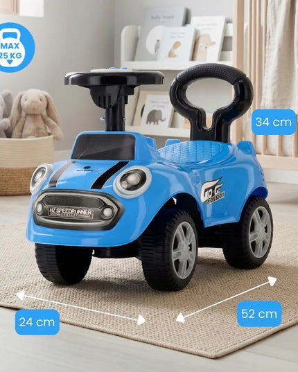 Sun Baby pasyvinis automobilis berniukams GO GO su atlošu ir garsais, mėlynas