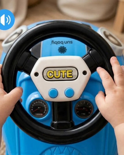 Sun Baby pasyvinis automobilis berniukams GO GO su atlošu ir garsais, mėlynas