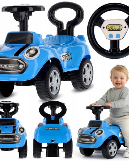 Sun Baby pasyvinis automobilis berniukams GO GO su atlošu ir garsais, mėlynas