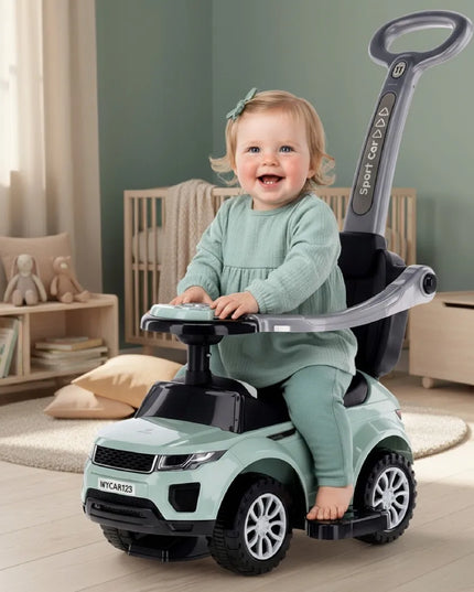 Vaikiškas paspiriamas automobilis Sun Baby Sport Car su daiktadėže, pakojais ir apsauginiu lankeliu