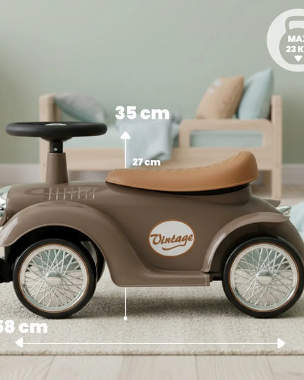 Sun Baby „Retro“ lenktyninio automobilio stiliaus stumdukas-paspirtukas, rudas