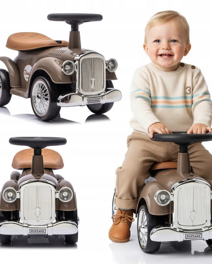 Sun Baby „Retro“ lenktyninio automobilio stiliaus stumdukas-paspirtukas, rudas