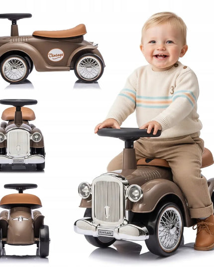 Sun Baby „Retro“ lenktyninio automobilio stiliaus stumdukas-paspirtukas, rudas