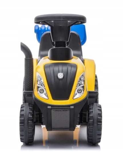 Vaikiškas paspirtukas traktorius su priekaba New Holland geltonas