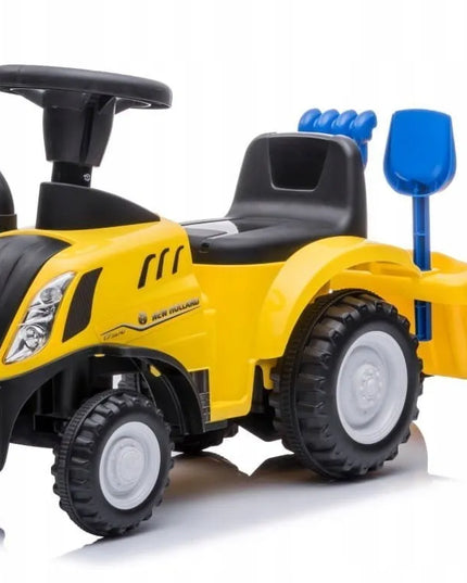 Vaikiškas paspirtukas traktorius su priekaba New Holland geltonas