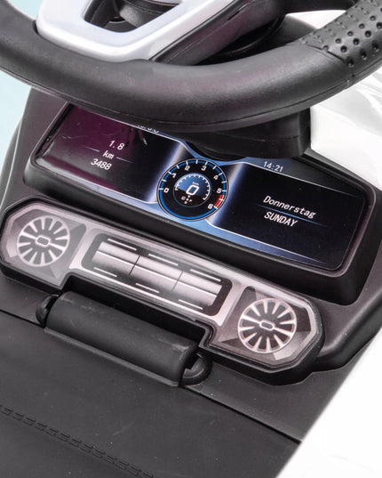 Vaikiškas paspirtukas stumdukas vaikštynė Mercedes Benz G350d baltas SUN BABY