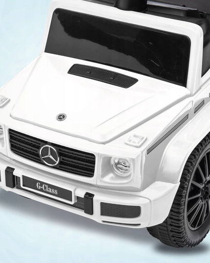 Vaikiškas paspirtukas stumdukas vaikštynė Mercedes Benz G350d baltas SUN BABY