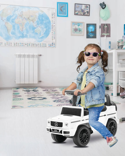 Vaikiškas paspirtukas stumdukas vaikštynė Mercedes Benz G350d baltas SUN BABY