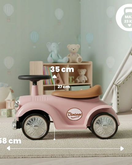 Sun Baby Retro pasyvinis paspirtukas vaikams su daiktadėže, pudros rožinė