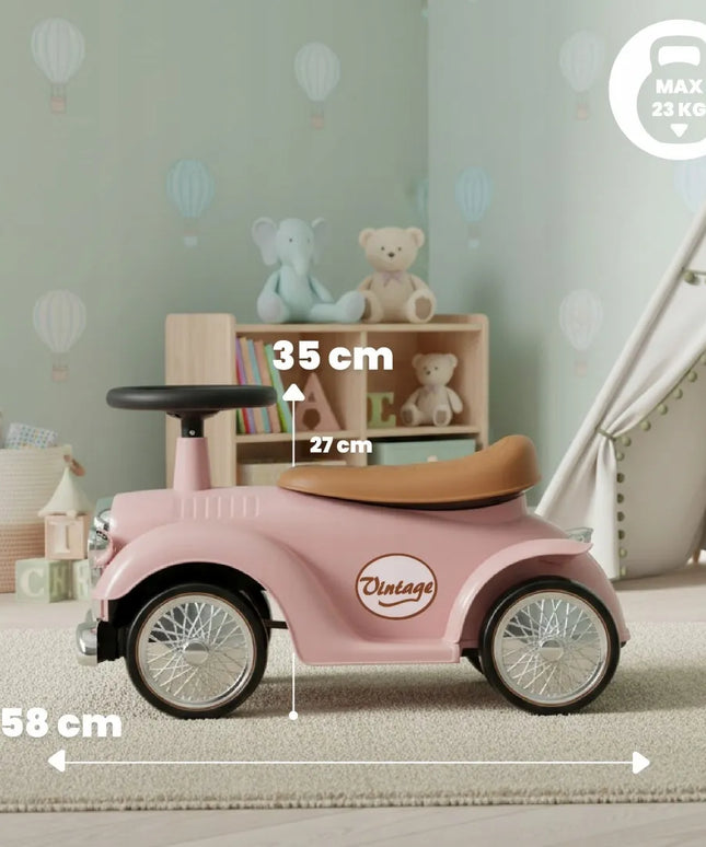 Sun Baby Retro pasyvinis paspirtukas vaikams su daiktadėže, pudros rožinė