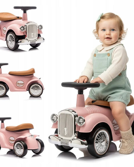 Sun Baby Retro pasyvinis paspirtukas vaikams su daiktadėže, pudros rožinė