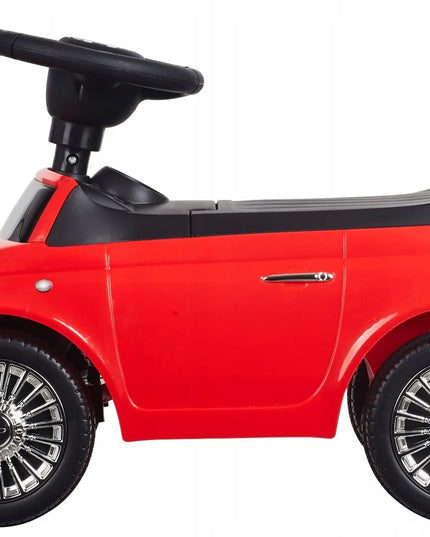 Sun Baby Fiat 500 vaikiškas paspirtukas-stumdukas su atrama ir daiktadėže, raudonas