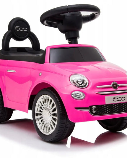 Sun Baby pasyvinis automobilis Fiat 500 stumdukas vaikščiojimo mokymuisi su atrama, dėtuve ir garsais
