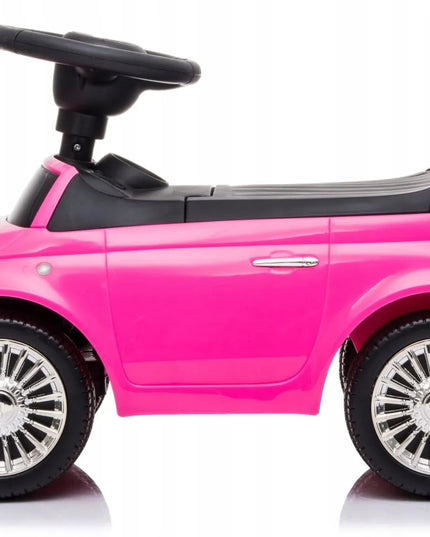 Sun Baby pasyvinis automobilis Fiat 500 stumdukas vaikščiojimo mokymuisi su atrama, dėtuve ir garsais
