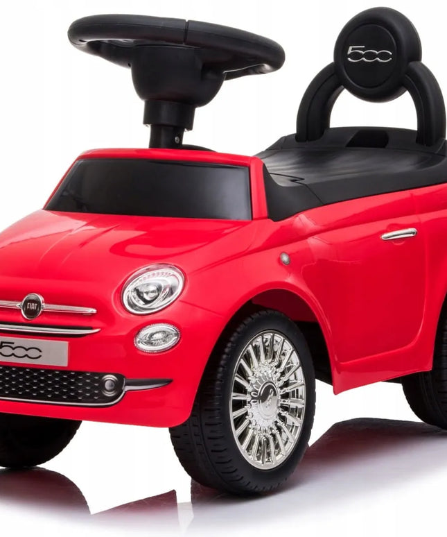 Sun Baby Fiat 500 vaikiškas paspirtukas-stumdukas su atrama ir daiktadėže, raudonas