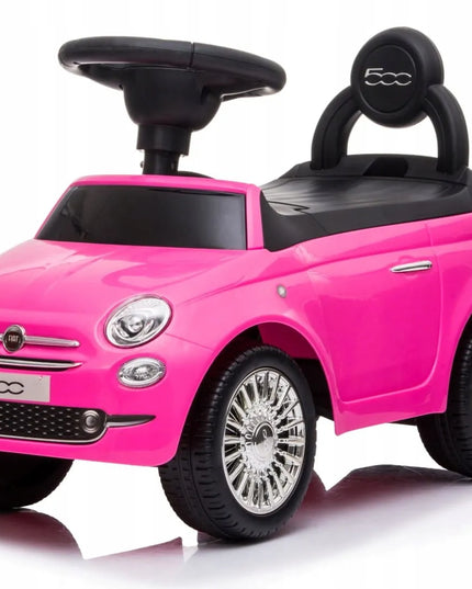 Sun Baby pasyvinis automobilis Fiat 500 stumdukas vaikščiojimo mokymuisi su atrama, dėtuve ir garsais