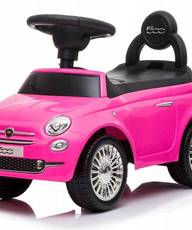 Sun Baby pasyvinis automobilis Fiat 500 stumdukas vaikščiojimo mokymuisi su atrama, dėtuve ir garsais
