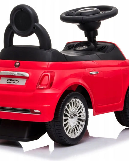 Sun Baby Fiat 500 vaikiškas paspirtukas-stumdukas su atrama ir daiktadėže, raudonas