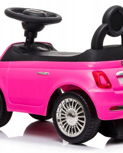 Sun Baby pasyvinis automobilis Fiat 500 stumdukas vaikščiojimo mokymuisi su atrama, dėtuve ir garsais