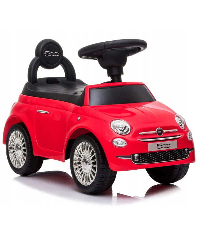 Sun Baby Fiat 500 vaikiškas paspirtukas-stumdukas su atrama ir daiktadėže, raudonas