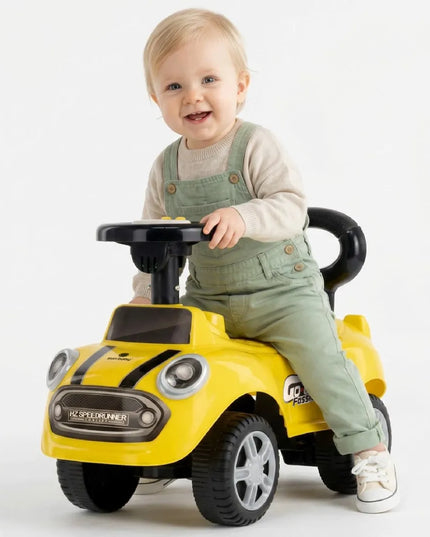 Sun Baby pasyvinis automobilis-stumdytukas GO GO, geltonas