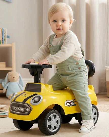 Sun Baby pasyvinis automobilis-stumdytukas GO GO, geltonas