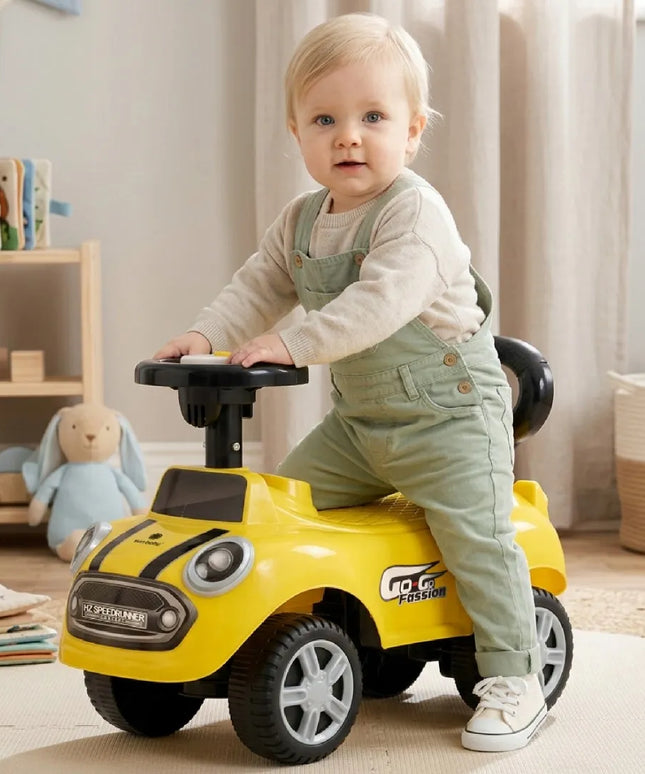 Sun Baby pasyvinis automobilis-stumdytukas GO GO, geltonas