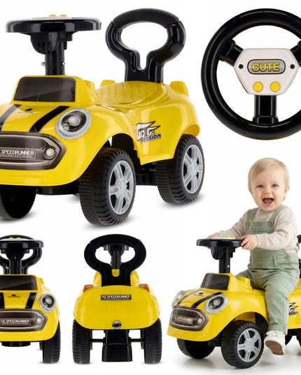 Sun Baby pasyvinis automobilis-stumdytukas GO GO, geltonas