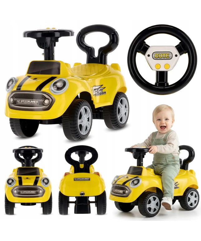 Sun Baby pasyvinis automobilis-stumdytukas GO GO, geltonas