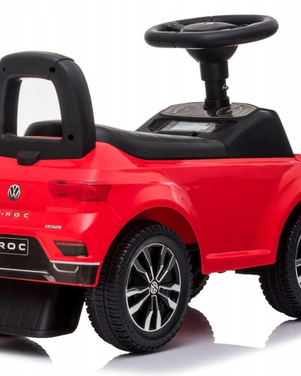 Vaikiškas paspirtukas-stūmiklis Volkswagen T-Roc su daiktadėže ir signalu