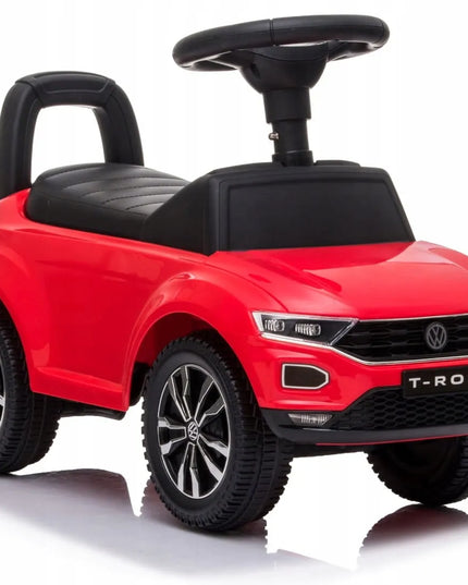 Vaikiškas paspirtukas-stūmiklis Volkswagen T-Roc su daiktadėže ir signalu