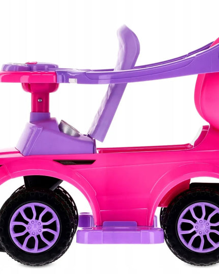 Sun Baby paspirtukas-stumdukas Sport Car rožinis su stūmimo rankena ir daiktadėže