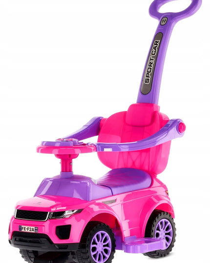 Sun Baby paspirtukas-stumdukas Sport Car rožinis su stūmimo rankena ir daiktadėže