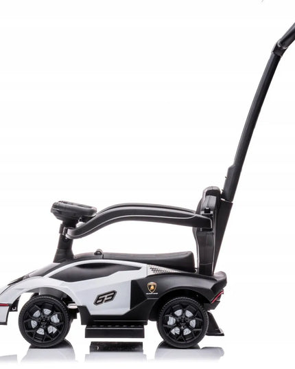 Vaikiškas paspirtukas-automobilis su stūmikliu Lamborghini Essenza SCV12, baltas