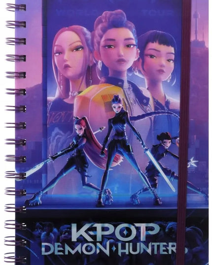 „K-POP Demon Hunters“ A5 linijuotas spiralinis užrašų sąsiuvinis, 586