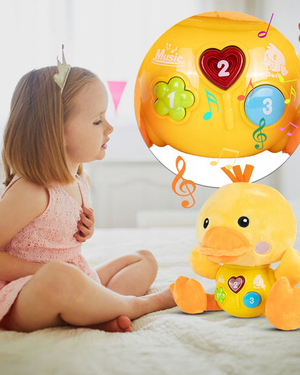 Interaktyvi antis, šviečianti, dainuojanti, pliušinė antis, garsas, šviesa