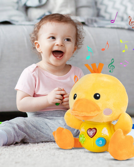 Interaktyvi antis, šviečianti, dainuojanti, pliušinė antis, garsas, šviesa