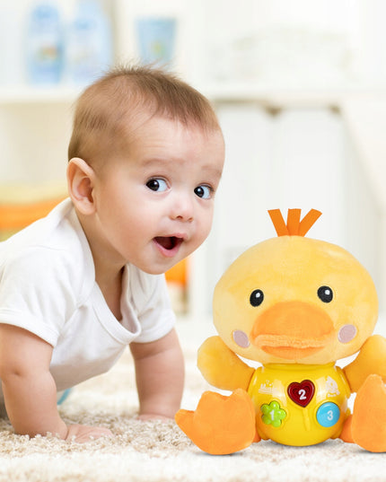 Interaktyvi antis, šviečianti, dainuojanti, pliušinė antis, garsas, šviesa