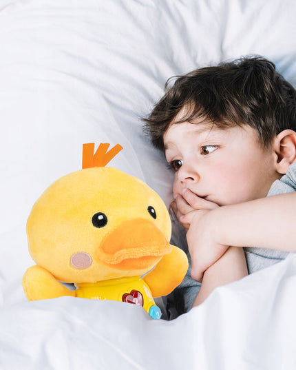 Interaktyvi antis, šviečianti, dainuojanti, pliušinė antis, garsas, šviesa