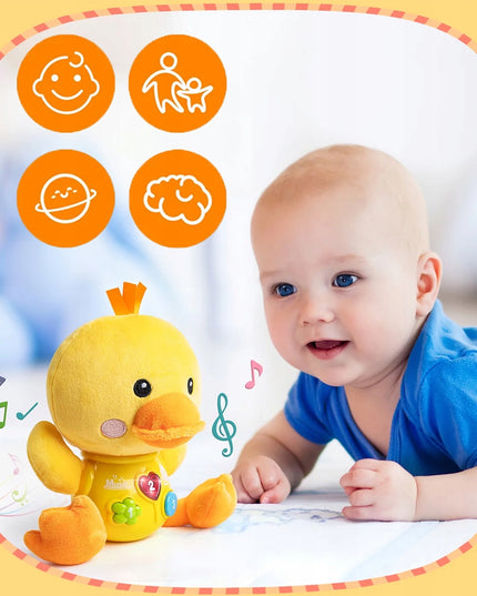 Interaktyvi antis, šviečianti, dainuojanti, pliušinė antis, garsas, šviesa