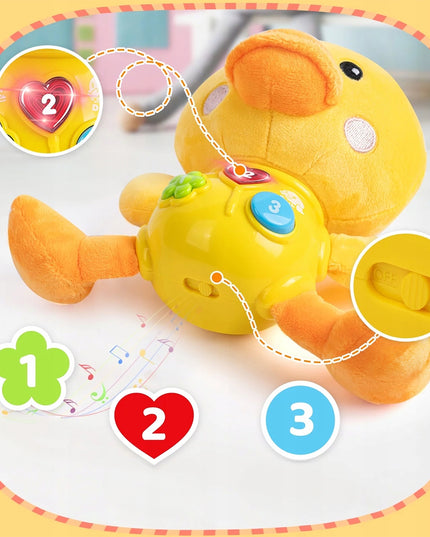 Interaktyvi antis, šviečianti, dainuojanti, pliušinė antis, garsas, šviesa