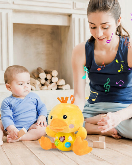 Interaktyvi antis, šviečianti, dainuojanti, pliušinė antis, garsas, šviesa